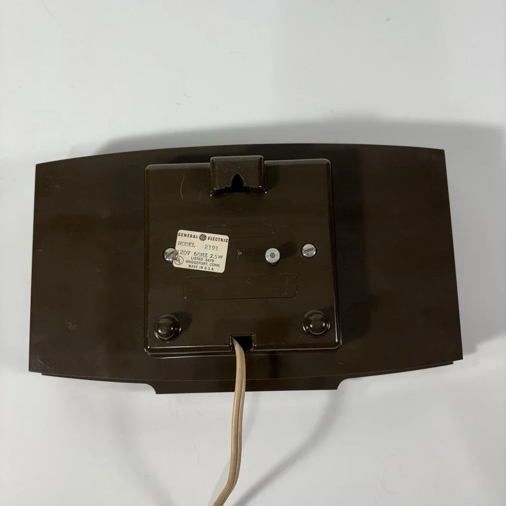 GE Retro 1970s Analog Electric Wall Clock Brown